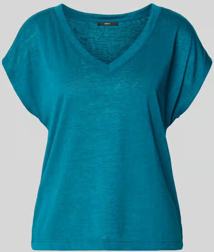 Zero T-shirt van viscosemix met V-hals - Foto 2