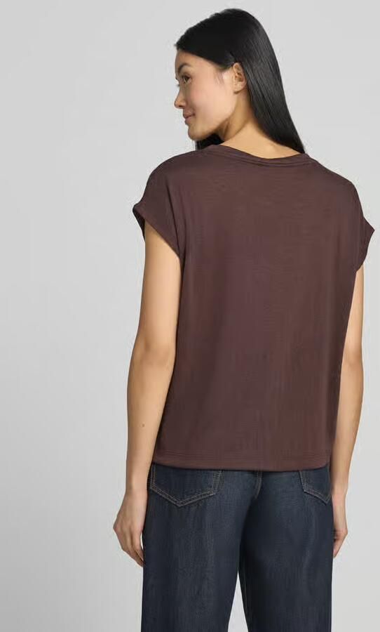 Zero T-shirt van viscosemix met V-hals - Foto 4