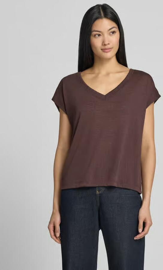 Zero T-shirt van viscosemix met V-hals - Foto 3
