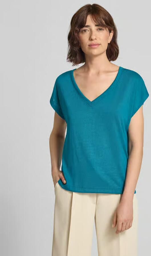 Zero T-shirt van viscosemix met V-hals - Foto 4
