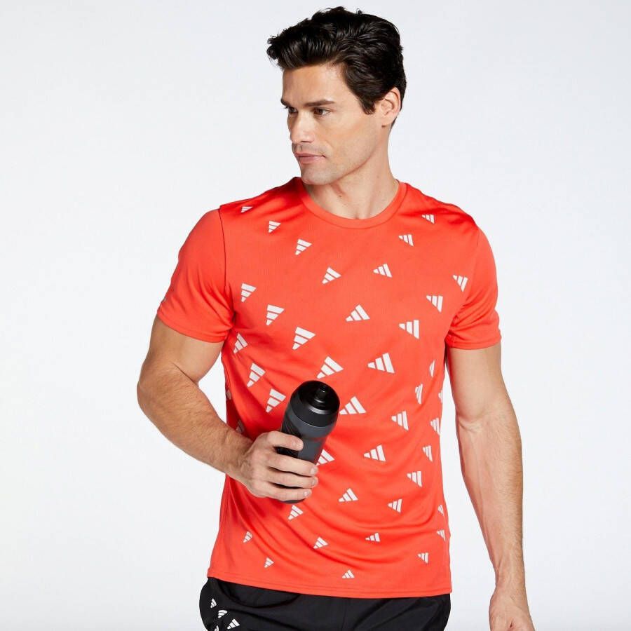 Adidas brand love logo's hardloopshirt rood heren
