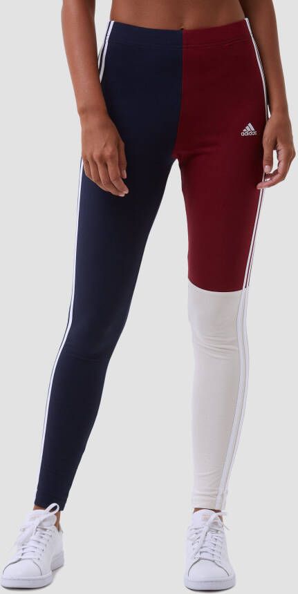 Adidas essentials 3-stripes colorblock legging blauw rood dames
