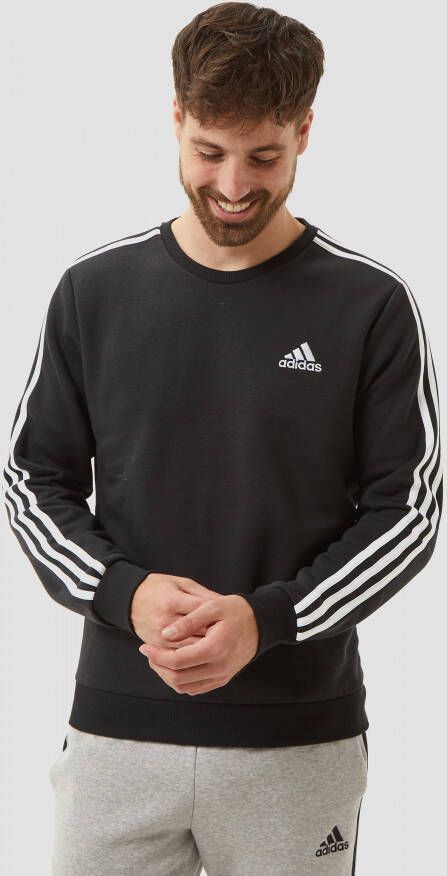 Adidas essentials 3 stripes fleece sweater zwart heren