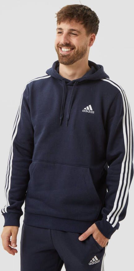 Adidas essentials 3 stripes fleece trui blauw heren