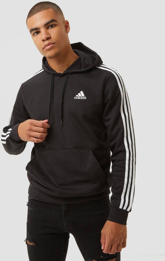 Adidas essentials 3 stripes fleece trui zwart heren