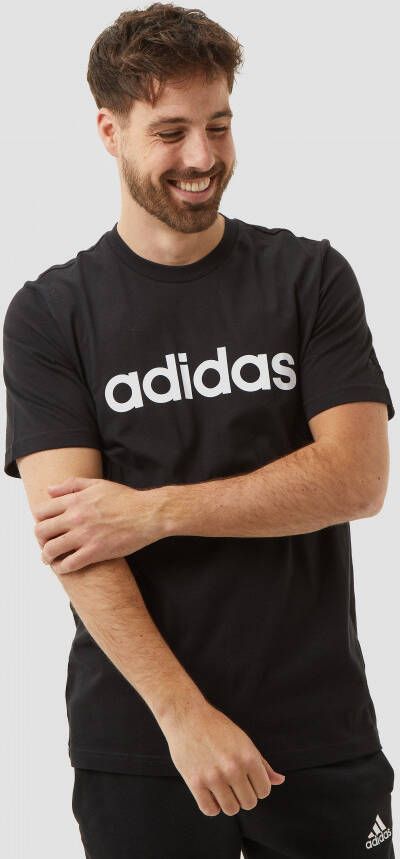 Adidas essentials embroidered linear logo shirt zwart heren