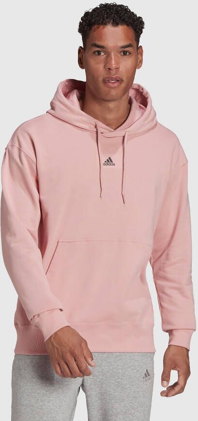 Adidas essentials feelvivid cotton french terry drop shoulder trui roze heren