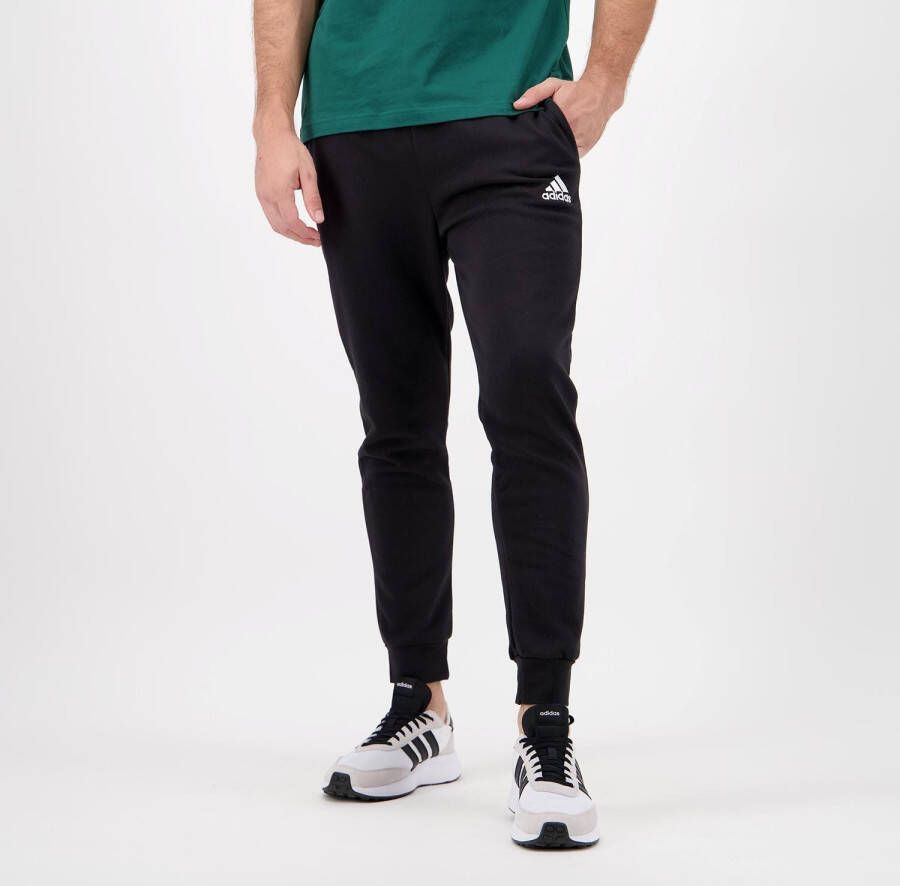 Adidas essentials fleece regular tapered joggingbroek zwart heren