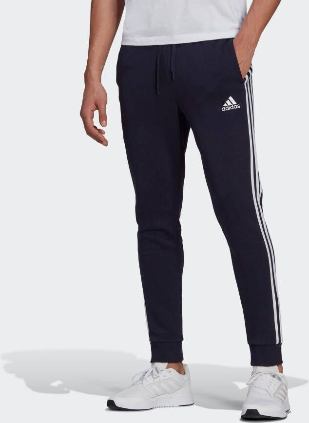 Adidas essentials fleece tapered cuffed joggingbroek blauw heren