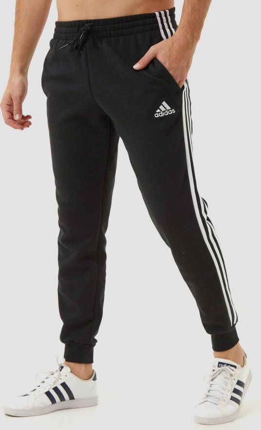 Adidas essentials slim 3-stripes fleece joggingbroek zwart heren