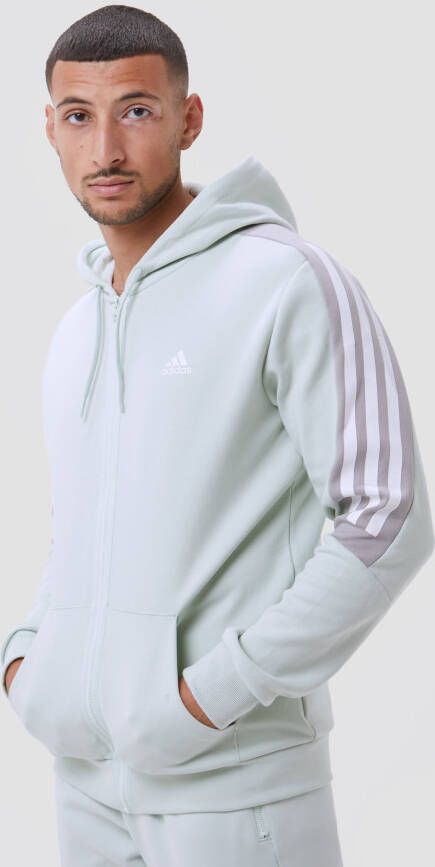 Adidas future icons 3 stripes full zip trui groen heren