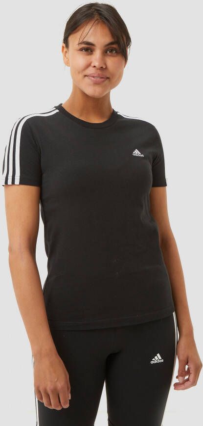 Adidas loungewear essentials slim fit 3 stripes shirt zwart dames
