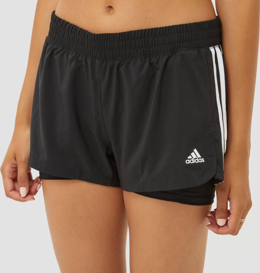 Adidas pacer 3-stripes 2-in-1 sportbroekje zwart dames