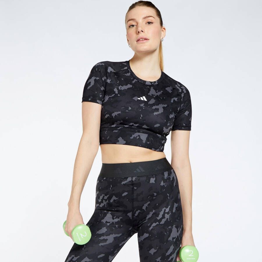 Adidas Performance Techfit Camo Print Crop Training T-shirt