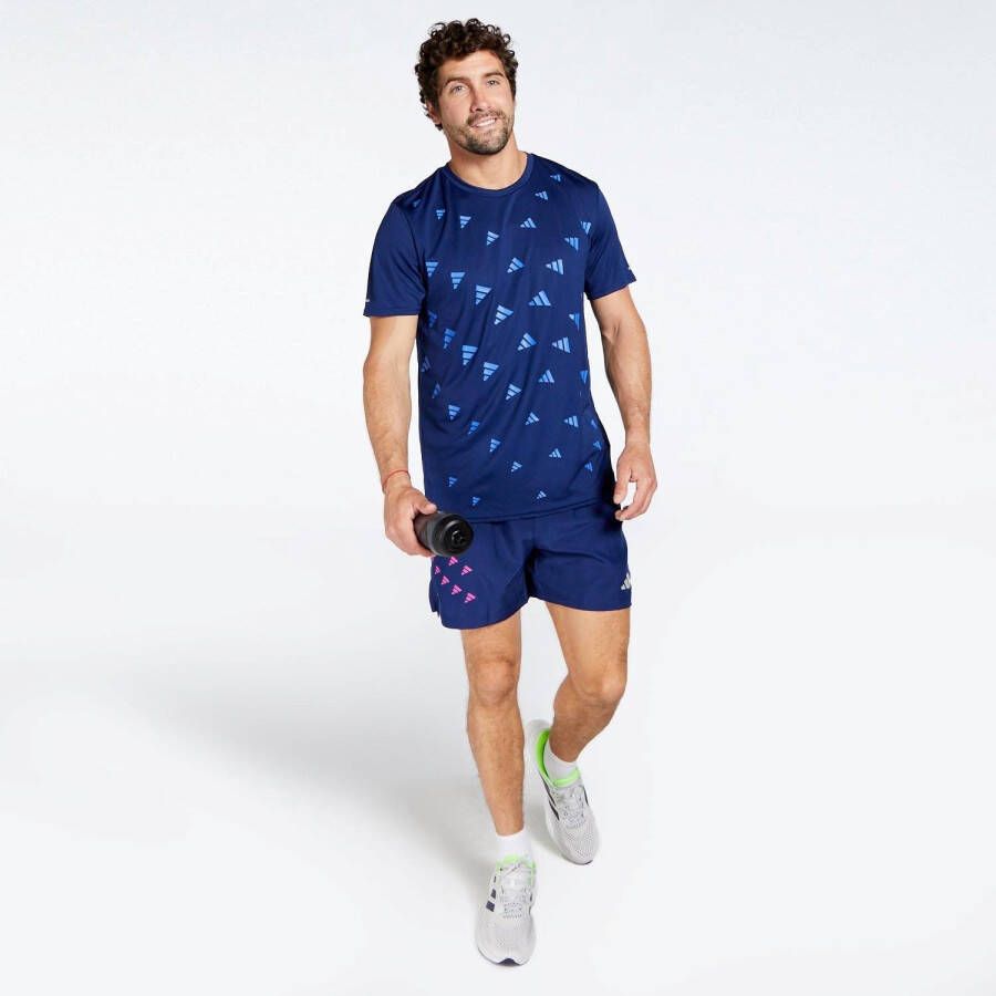 Adidas brand love logo's hardloopshirt blauw heren