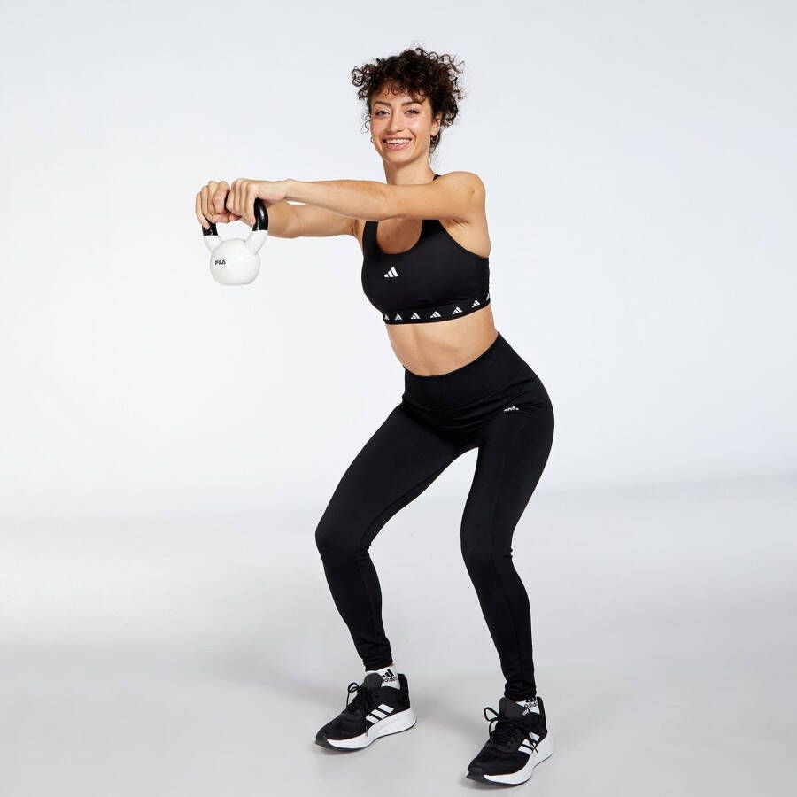 Adidas powerreact training medium-support sport bh zwart dames