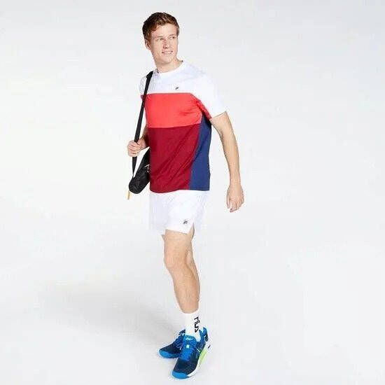 Fila tennisshirt rood wit heren