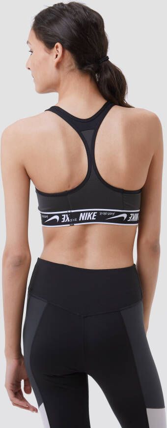 Nike dri-fit swoosh logo sportbh zwart wit dames