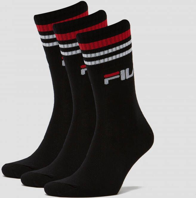 Fila Sokken brede ribboord logo opschrift katoenmix (3 paar)