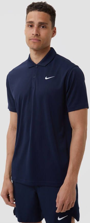 Nike court dri-fit solid tennispolo blauw heren