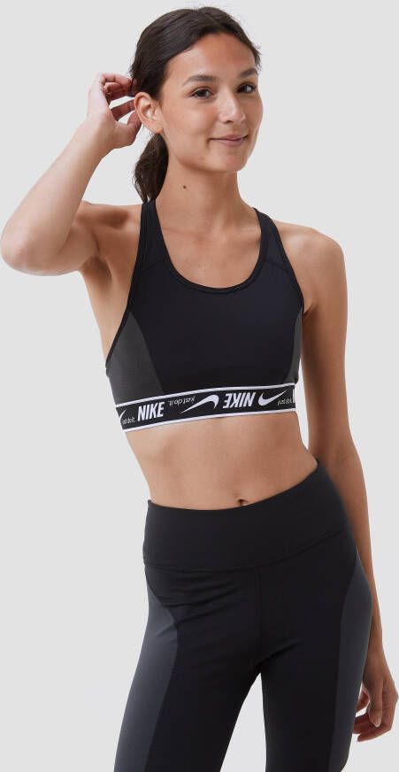 Nike dri-fit swoosh logo sportbh zwart wit dames