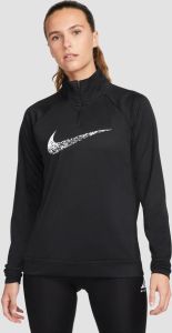 Nike dri-fit swoosh run midlayer hardlooptop zwart zilver dames