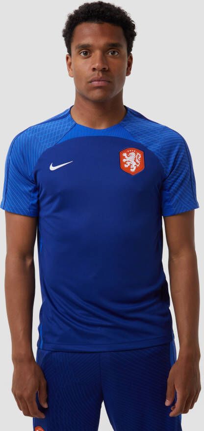 Nike knvb nederland dri-fit strike trainingsshirt 22 23 blauw oranje heren