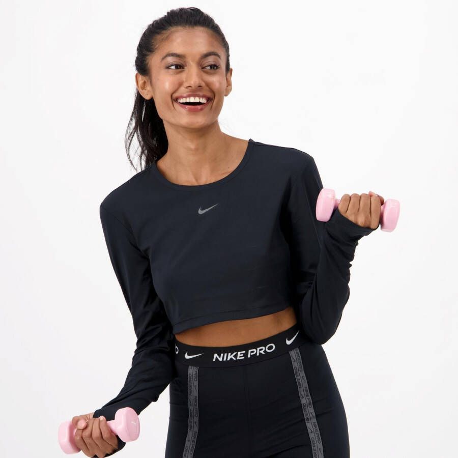 Nike pro crop sporttop zwart dames