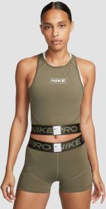Nike pro dri-fit graphic crop sporttanktop groen dames