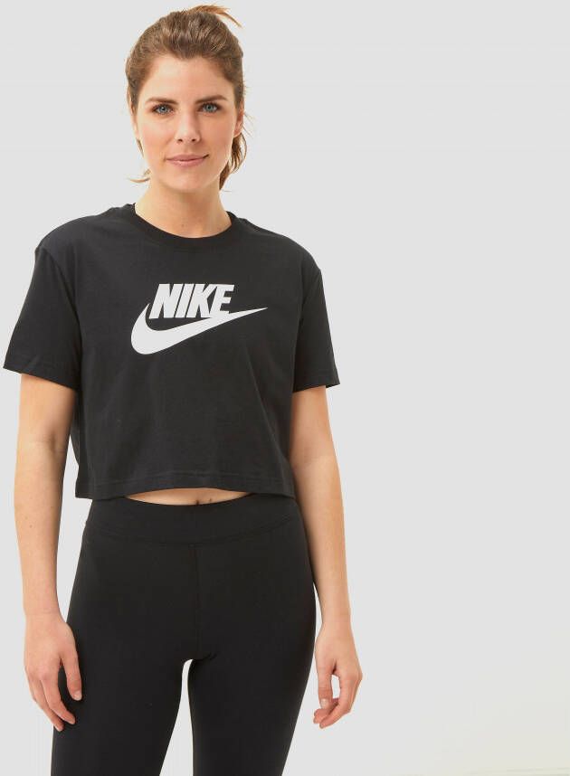 Nike sportswear essential icon futura cropped shirt zwart dames
