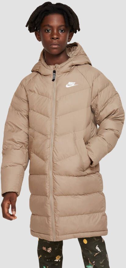Nike sportswear synthetic-fill hooded parka winterjas beige kinderen