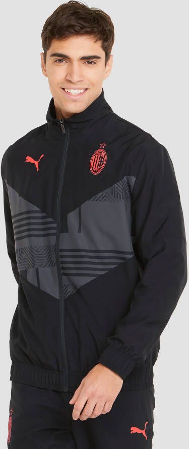 Puma ac milan prematch trainingsjas 21 22 zwart rood heren