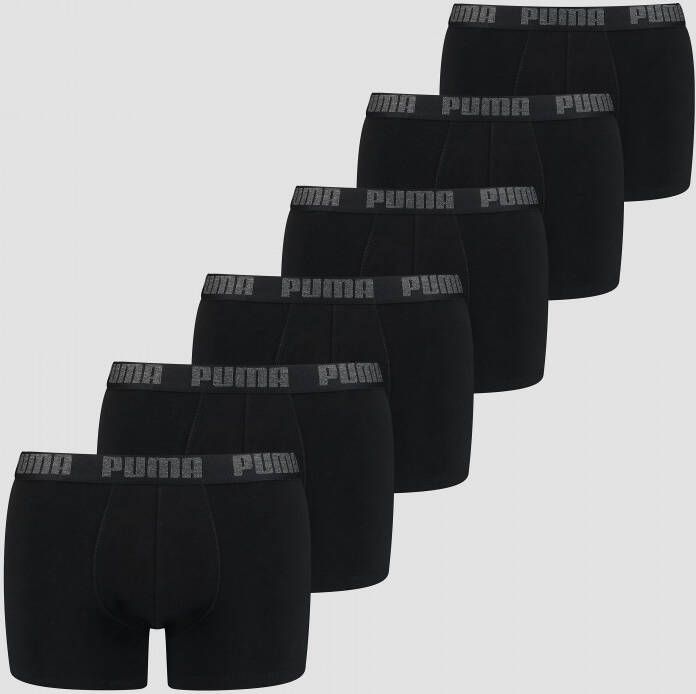 Puma basic boxershort 6 pack zwart heren