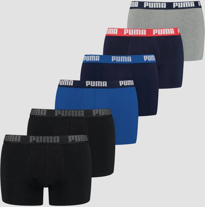 Puma basic boxershort 6 pack zwart blauw heren