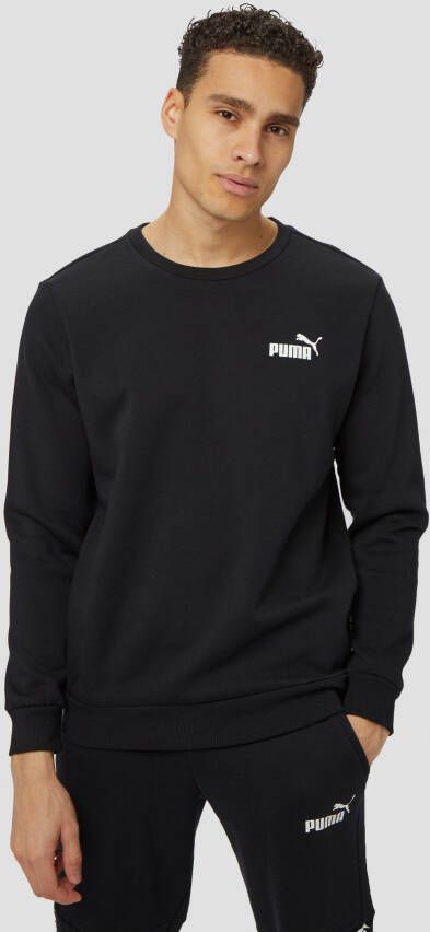 Puma essentials logo crew fleece sweater zwart heren
