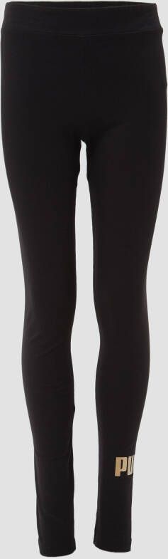 Puma essentials+ logo legging zwart goud kinderen