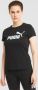 Puma Slim Fit Logo Print T-Shirt Zwart Dames - Thumbnail 3