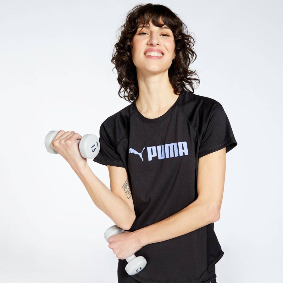 Puma fit logo sportshirt zwart paars dames