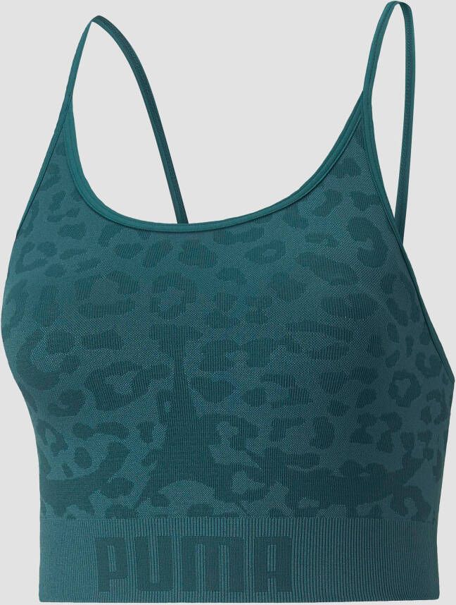 Puma formknit seamless long line low-impact sportbh groen dames