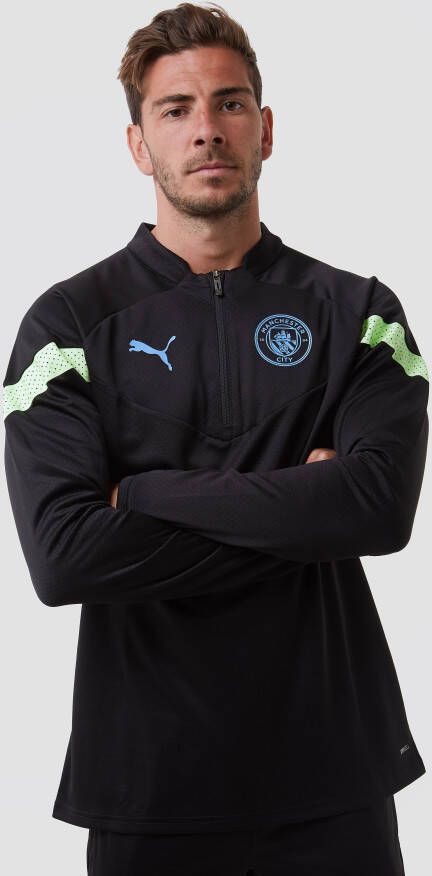 Puma manchester city fc 1 4 zip trainingstop 22 23 zwart geel heren