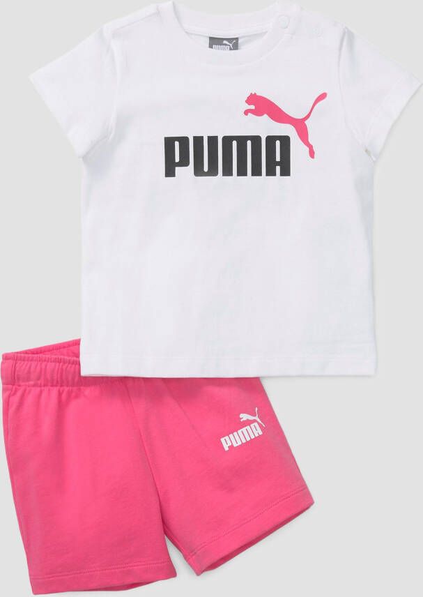 Puma minicats joggingset wit roze kinderen