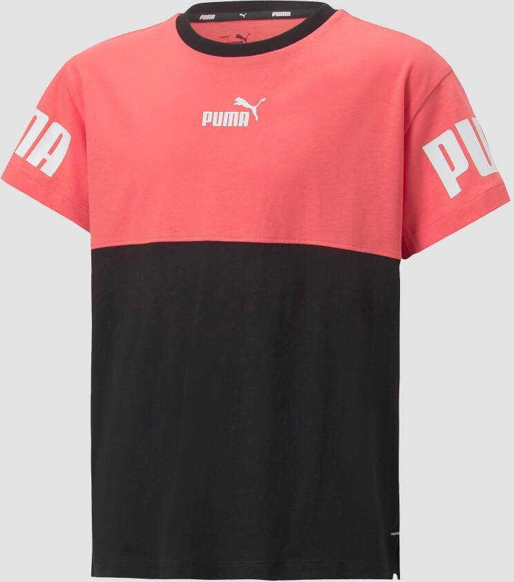 Puma power colorblock shirt roze zwart kinderen - Foto 3