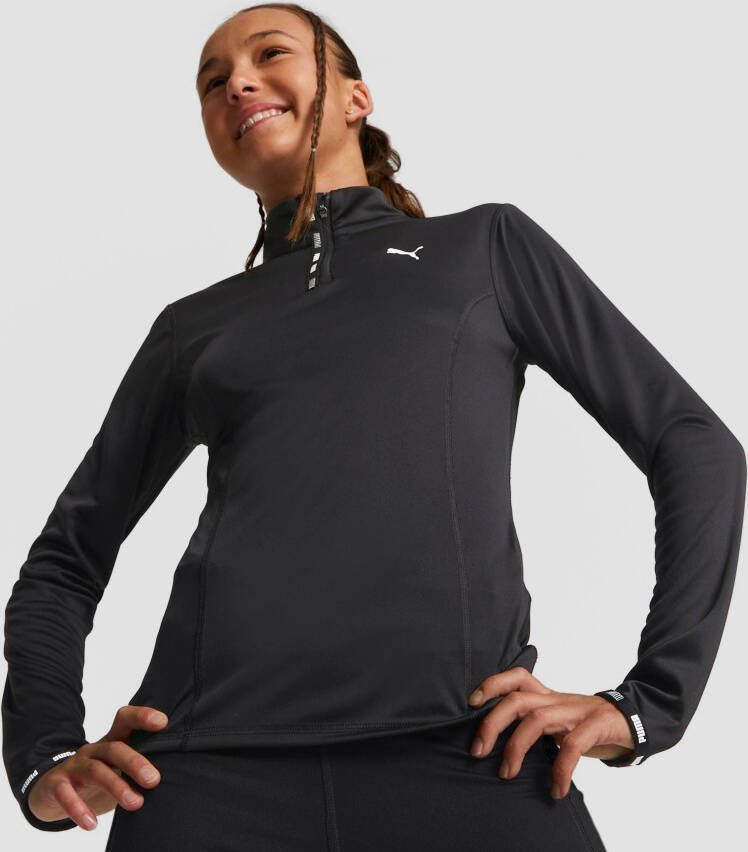 Puma strong 1 4 zip sporttop zwart kinderen