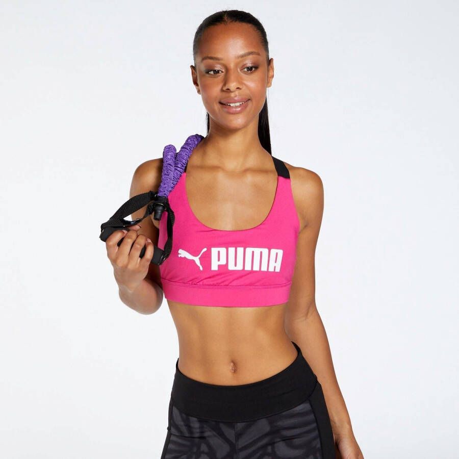 Puma top low-impact sportbh fuchsia dames