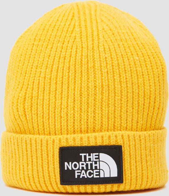 The North Face box logo cuff muts geel kinderen