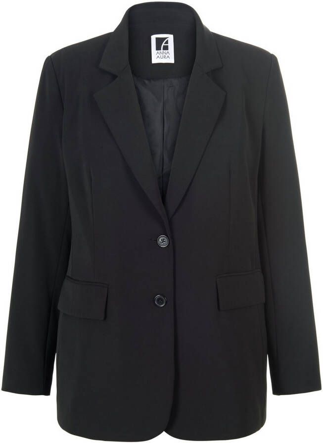 Anna Aura Blazer afkledende en diepe revers Van zwart