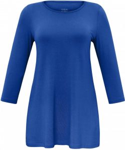 Anna Aura Lang shirt ronde hals en mouwen in 3 4-lengte Van blauw