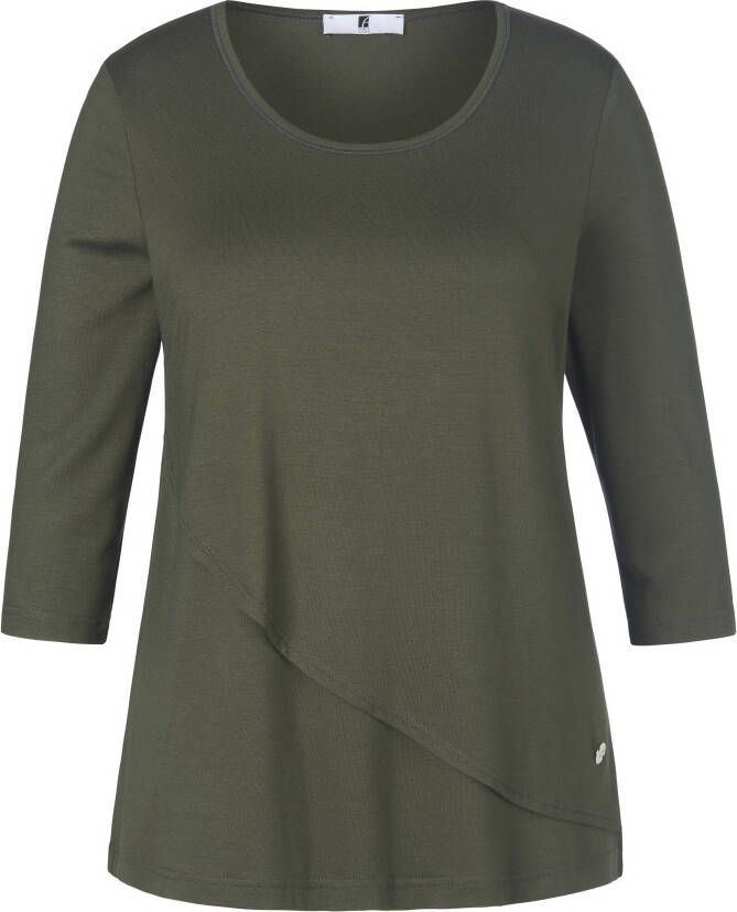 Anna Aura Shirt 3 4-mouwen en dubbele voorkant Van groen
