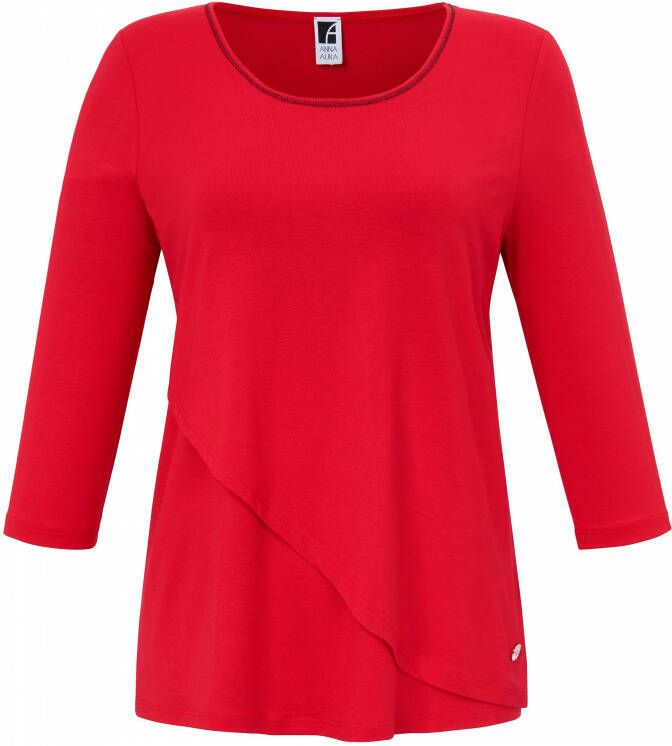 Anna Aura Shirt 3 4-mouwen en dubbele voorkant Van rood
