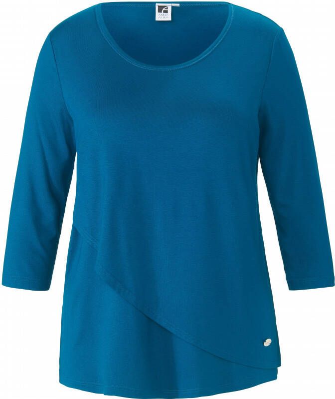 Anna Aura Shirt 3 4-mouwen en dubbele voorkant Van turquoise